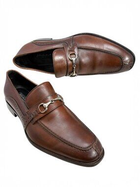 Johnston Murphy Brown Leather Horsebit Made in Italy Dress Loafers